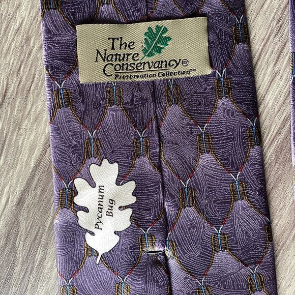 Karen Bierce The Nature Conservancy Pycanum Bug Men's Purple Necktie Handmade - Picture 6 of 8